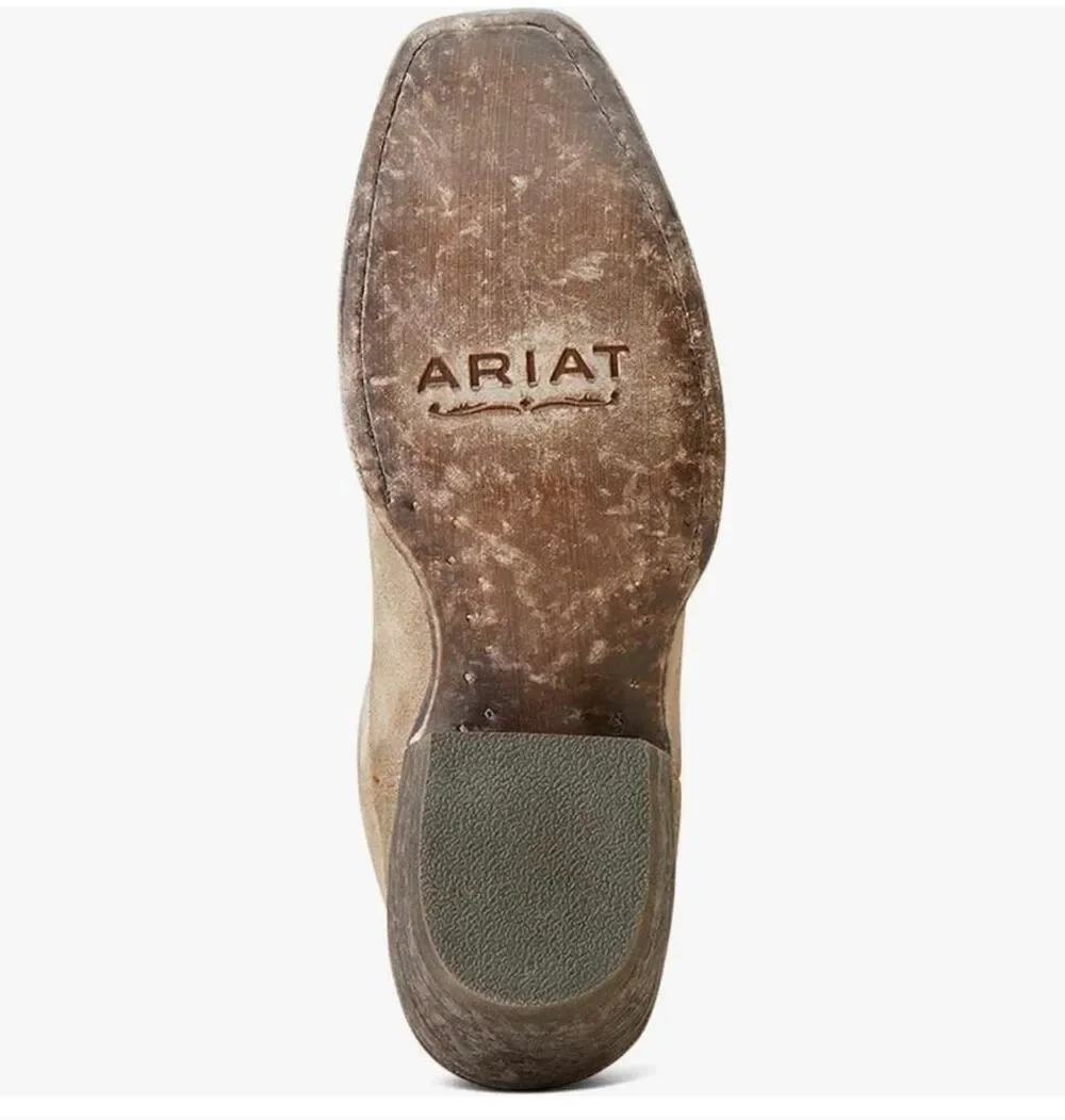 Ariat Women's Suede Memphis Cowboy Pull-on Boots Burnt Taupe Size 6.5/37 NWT
